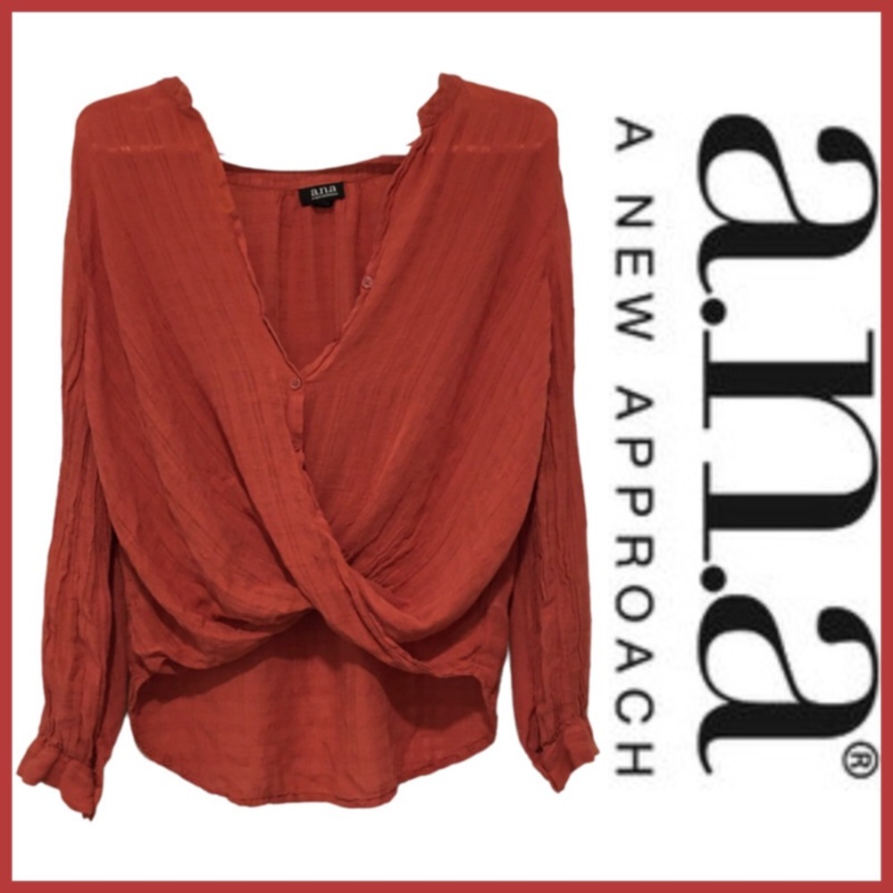 Crisscross Slouchy Textured Blouse, Long Sleeve, Mauve / Pink, a.n.a., Small